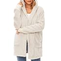 Century Star Women Fleece Cardigan Hooded Loose Fuzzy Cardigan Coat Womens Fuzzy Jacket Outwear