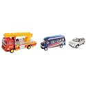 Centy Toys Plastic Brezza Pull Back Car (Multicolor) &amp; Fire Ladder Truck, Yellow &amp; Plastic Pull Back School Bus, Number of Pieces: 1, Yellow, Kid