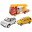 Centy Toys Plastic Brezza &amp; Fortuner Pull Back Cars, Fire Ladder Truck, Assorted Colours, Kids
