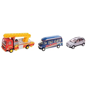 centy toys plastic pull back car fire ladder truck and school bus - multicolour and yellow adult