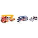 Centy Toys Plastic Pull Back Car, Fire Ladder Truck, and School Bus - Multicolour and Yellow, Adult