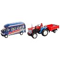 Centy Toys Plastic Pull Back School Bus, Number of Pieces: 1, Yellow&amp;Centy Toys Trolley Tractor (Colors May Vary) - 3 Years and Up