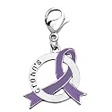 CENWA Crohns Awareness Purple Ribbon Charm Zipper Pull Crohns Warrior Crohns Jewelry Crohns Awareness Gift