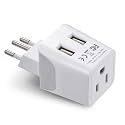 Ceptics Brazil Travel Adapter Plug With Dual USB - USA Input - Type N - Ultra Compact - Perfect for Cell Phones, Laptop, Camera Chargers, iWatch and More (CTU-11C)