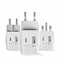 Ceptics Complete European Set Travel Adapter Plug by Ceptics With Dual USB - Type G, E/F, C - London - USA Input - Light Weight - Perfect for Cell Phones, Chargers, Cameras and More - 3 Pack