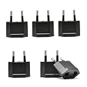Ceptics European Plug Adapter Type C Power Adaptor, Convert from America Type A USA to EU Europe Asia Italy Plug Outlet Adapters Adaptor (6 Pack) (6PK-AE)