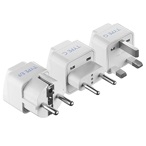 ceptics european travel plug adapter - light weight - type c schuko type ef type g - ultra compact - india to most of europe uk uae - ce certified - rohs compliant eu