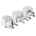 Ceptics European Travel Plug Adapter - Light Weight - Type C, Schuko Type E/F, Type G - Ultra Compact - India to Most of Europe, UK, UAE - CE Certified - RoHS Compliant (EU-3SET)