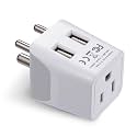 Ceptics India, Nepal, Bangladesh Travel Adapter Plug with USB-A + USB-C - Type D - Usa Input - Ultra Compact - Safe Grounded Perfect for Cell Phones, Laptops, Camera (CTU-10)