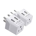 Ceptics India Travel Plug Set - with 2 USB + USA Socket Input - Type C and Type D- Ultra Compact - Safe Grounded Perfect for Cell Phones, Laptops, Camera Chargers