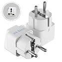 Ceptics European Plug Adapter, India to Europe Adapter (Schuko) - Type E/F Travel Adapter Europe - CE Certified - RoHS Compliant - White - 2 Pack - 5 Years Warranty