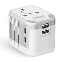 Ceptics Universal Travel Adapter, 2 USB-A + 2 USB-C, Universal Socket