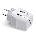 Ceptics Israel, Palestine Travel Adapter Plug with Dual USB - Usa Input - Type H - Ultra Compact - Perfect for Cell Phones, Laptop, Camera Chargers, iWatch, iPhone and More (CTU-14)