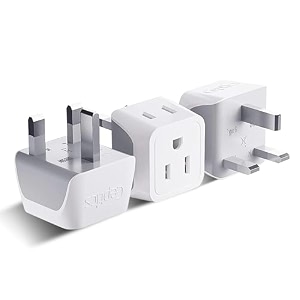 ceptics - type g adapter 2 in 1 input us to uk plug adapter ultra-portable ceptics travel adapter uk power adapter for dual voltage universal travel plug pack of 3
