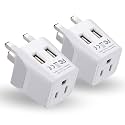 Ceptics 3 in 1 UK Power Adapter, USA Input with Dual USB-A, Pack of 2