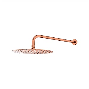 cera 300mm round shower with arm  bathroom accessories  pvd finish  wall mount  brass  rose gold  f7010112rg