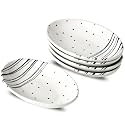 Ceramic Appetizer Plates, 5.5 inch Small Dessert Plates Oval, 5 Pack