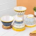 Ceramic Bowl Set of 4, Decorative Katori Bowls, Multicolour, Microwave &amp; Dishwasher Safe Ceramic Bowls for Cereal, Soup, Snacks, Dessert, Salad; Multicolour Gift Set for Home