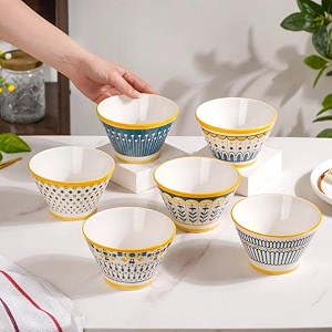 ceramic bowl set of 6 multicolour decorative serving bowls microwave amp dishwasher safe ceramic bowls for cereal soup snacks dessert salad multicolour gift set for home