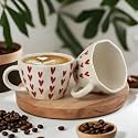 Ceramic Coffee Mug with Red Hearts Pattern