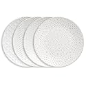 Ceramic Dinner Plates, 10 Inch Embossed Serving Plates for Kitchen, Farmhouse Stoneware Dessert Plates Set of 4, Lead-free, Dishwasher &amp; Microwave Oven Safe