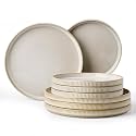 Ceramic Dinnerware Sets for 4, 8-Piece Flat Dinner Plates and Salad Plates