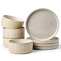 Ceramic Dinnerware Sets for 4, 8-Piece Deep Salad Plates and Cereal Bowls