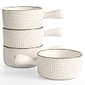 Ceramic French Onion Soup Bowls - 20 Oz Ceramic Soup Crocks with Handles