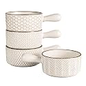 Ceramic French Onion Soup Bowls - 20 Oz Ceramic Soup Crocks with Handles