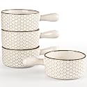 Ceramic French Onion Soup Bowls - 20 Oz Ceramic Soup Crocks with Handles