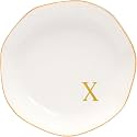Ceramic Jewelry Tray Initial Ring Dish Personalized J-Monogrammed Engagement Wedding Gifts, for Birthday Mother's Day Christmas for Women, Ceramic White 4.75" (X)