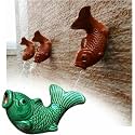 Ceramic Pond spitters, Koi Fish Outdoor Wall Water Fountain Garden Decor for Pond Automatic Circulation Water Landscaping Ornaments