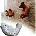 Ceramic Pond spitters, Koi Fish Outdoor Wall Water Fountain Garden Decor for Pond Automatic Circulation Water Landscaping Ornaments