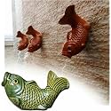 Ceramic Pond spitters, Koi Fish Outdoor Wall Water Fountain Garden Decor for Pond Automatic Circulation Water Landscaping Ornaments