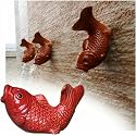 Ceramic Pond spitters, Koi Fish Outdoor Wall Water Fountain Garden Decor for Pond Automatic Circulation Water Landscaping Ornaments