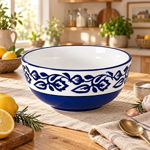 ceramic serving bowl 1500 ml blue vine  large ceramic bowl for salad pasta noodles fruits curry amp snacks  premium tableware bowl for kitchen amp dining  1 piece