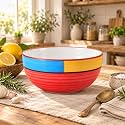 Ceramic Serving Bowl 1500 ml, Red | Large Ceramic Bowl for Salad, Pasta, Noodles, Fruits, Curry &amp; Snacks | Premium Tableware for Kitchen &amp; Dining | 1 Piece