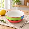 Ceramic Serving Bowl, 600 ml, Red, Multipurpose Bowl for Mixing, Serving, Salad, Pasta &amp; Snacks, 1 Piece