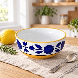 ceramic serving bowl 600 ml yellow multipurpose bowl for mixing serving salad pasta amp snacks 1 piece