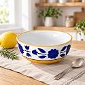 Ceramic Serving Bowl, 600 ml, Yellow, Multipurpose Bowl for Mixing, Serving, Salad, Pasta &amp; Snacks, 1 Piece