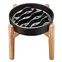Ceramic Slow Feeder Dog Bowls Elevated, 2.0 Cups Dog Slow Feeder for Medium and Large Dogs, 30oz, 8in, Black
