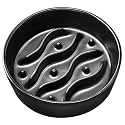 Ceramic Slow Feeder Dog Bowls for Small Dogs, 0.6 Cup Dog Slow Feeder for Fast Eater, Puzzle Maze Bowl, 14oz, 6in, Black