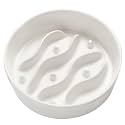 Ceramic Slow Feeder Dog Bowls for Small Dogs, 0.6 Cup Dog Slow Feeder for Fast Eater, Puzzle Maze Bowl, 14oz, 6in, White