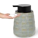 Ceramic Soap Dispenser, Lotion Dispenser with Pump 12oz (Grey Foam Pump)
