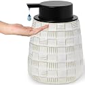 Ceramic Soap Dispenser, Lotion Dispenser with Pump 12oz (White Liquid Pump)