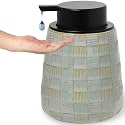 Ceramic Soap Dispenser, Lotion Dispenser with Pump 12oz (Grey Liquid Pump)