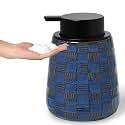 Ceramic Soap Dispenser, Lotion Dispenser with Pump 12oz (Blue Foam Pump)