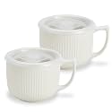 Ceramic Soup Bowl with Handle &amp; Lid, 32oz Microwave Ramen Bowl Set of 2