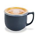 Ceramic Soup Bowl with Handle &amp; Lid, Large 32oz Microwave Ramen Bowl Gray