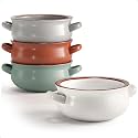 Ceramic Soup Bowls with Handles Set of 4, 20oz Stackable French Onion Crock